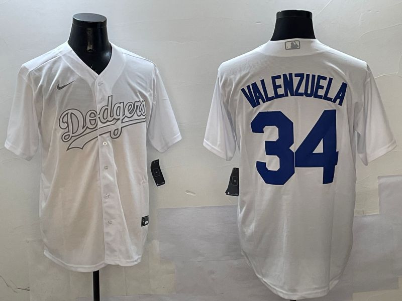 Men Los Angeles Dodgers #34 Valenzuela White Fashion Edition Game 2025 Nike MLB Jersey style 1
